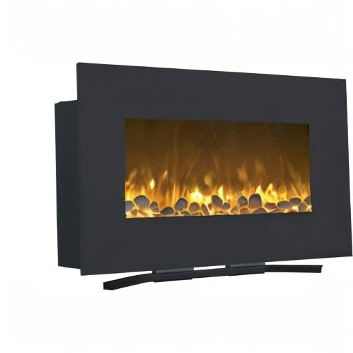 36-Inch Wall Mounted Electric Fireplace - Modern Fireplace with Floor Stand, Remote, and Adjustable Heat and