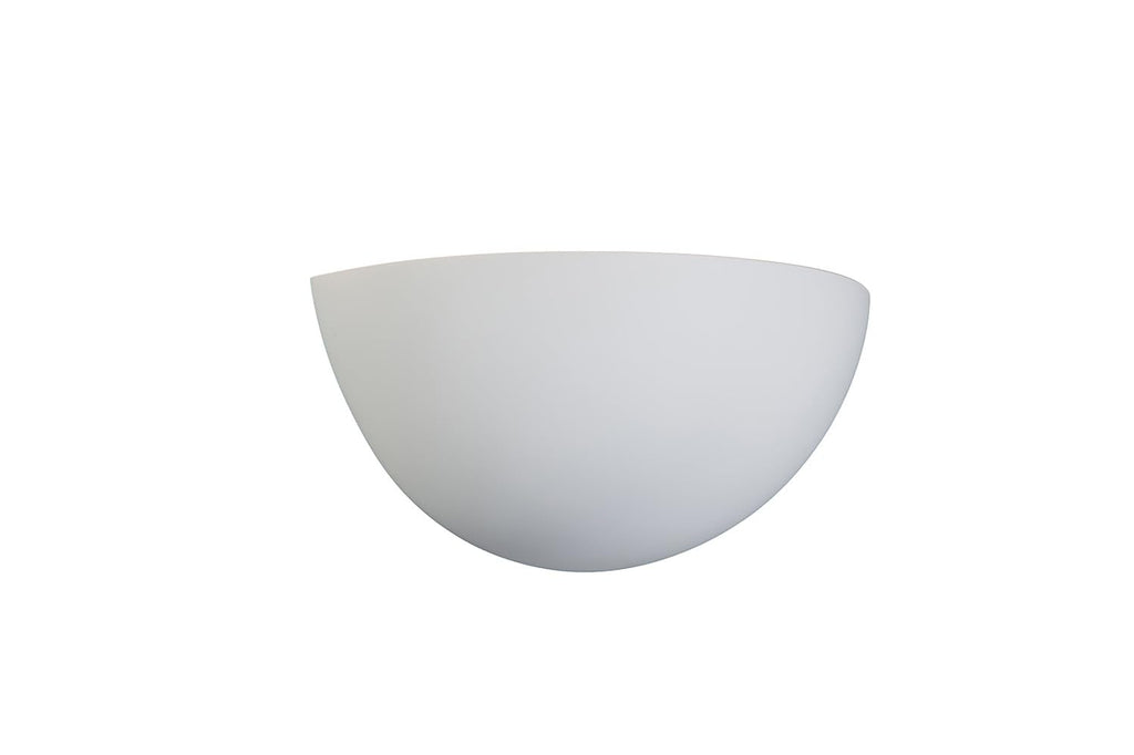 11" Paintable Plaster Wall Sconce Light, White Half Moon Wall Light Fixture with Indirect Uplight, Modern Indoor Wall