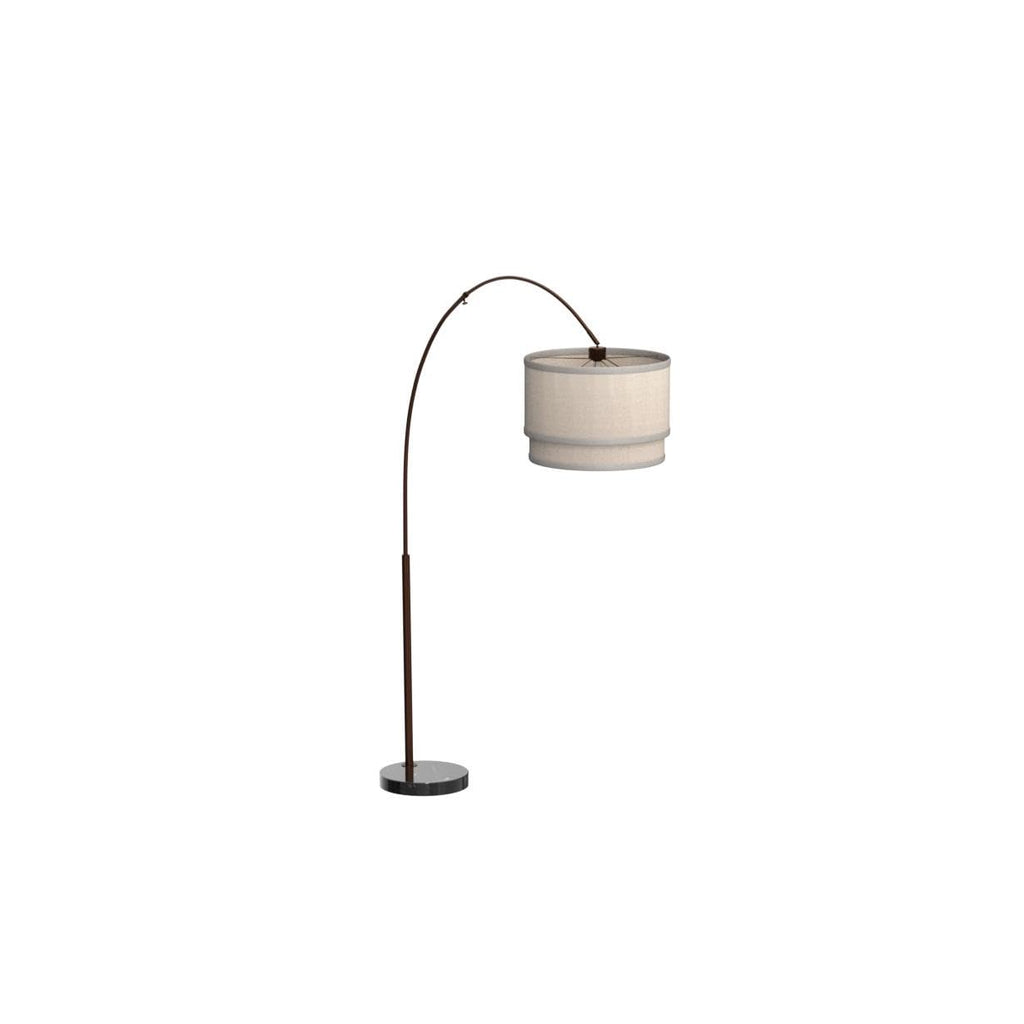 Inspired Arco Style Mason Arc Floor Lamp - Modern Corner Standing Lamp with Unique Hanging Drum Lamp Shade - Bright Overhead, Curved