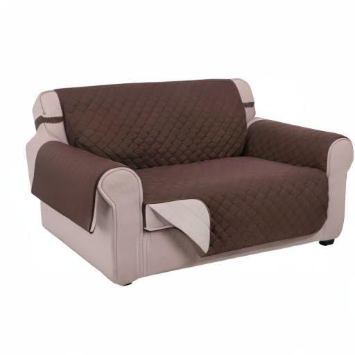 Loveseat Sofa Cover for 2 Cushion Couch, Coffee/Beige