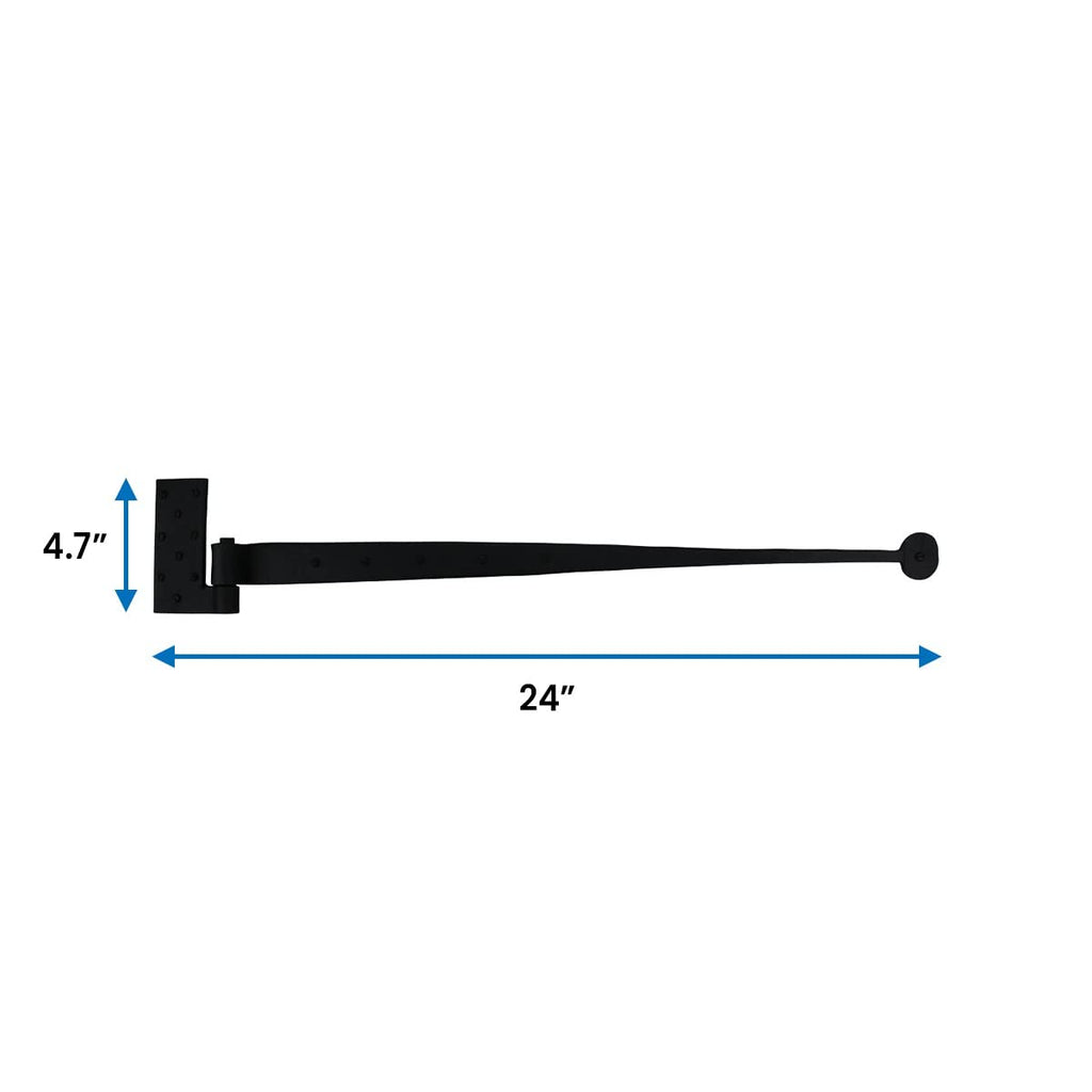 Lift Off Pintle Strap Hinge 24 in. Black Wrought Iron Rustic Reversible Pintle Bean Strap Gate and Door Hinges with