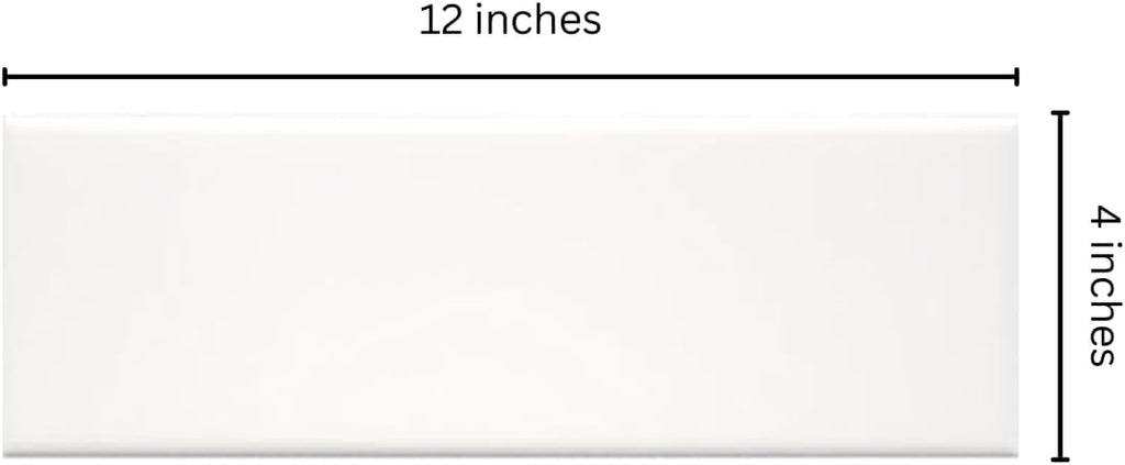 4x12 Glossy White Ceramic Subway Wall Tile - Box Covers 10 Sqft, Ideal Backsplash, Bathroom Shower Walls, Accent