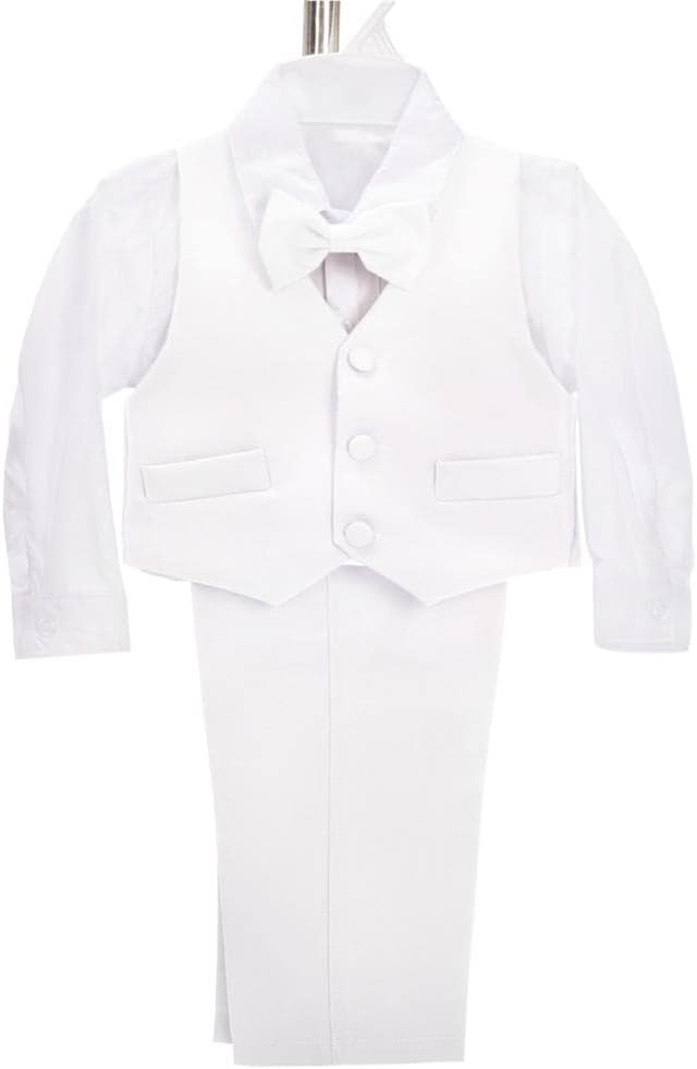 Boys 5 Pcs Formal Tuxedo Suits, Baby Toddler to 8Y