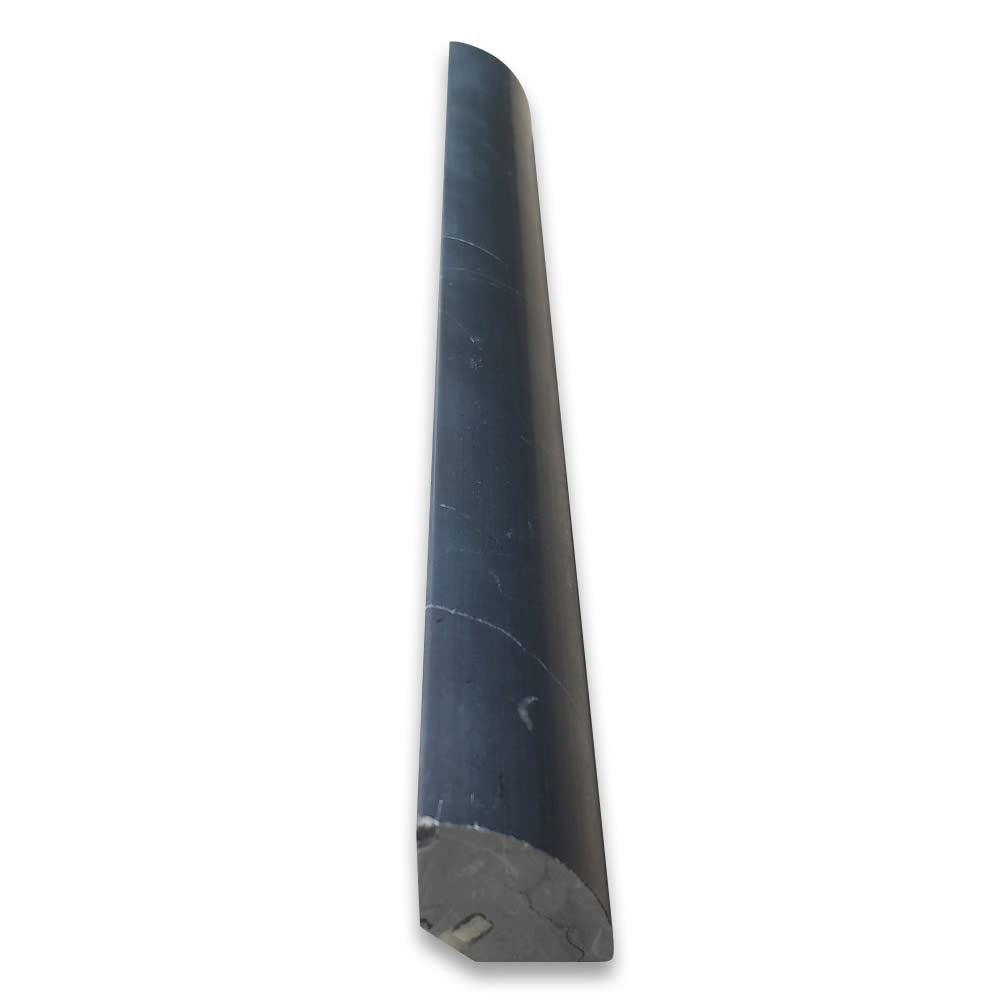 Nero Marquina Black Marble 1x12 Quarter Round Covering Edge Pencil Liner Trim Molding Honed Kitchen Bath Wall Floor