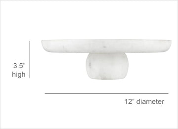 Cake or Cupcake Stand TableSugar Serving Tray Display Stand, 12" Diameter, White Marble