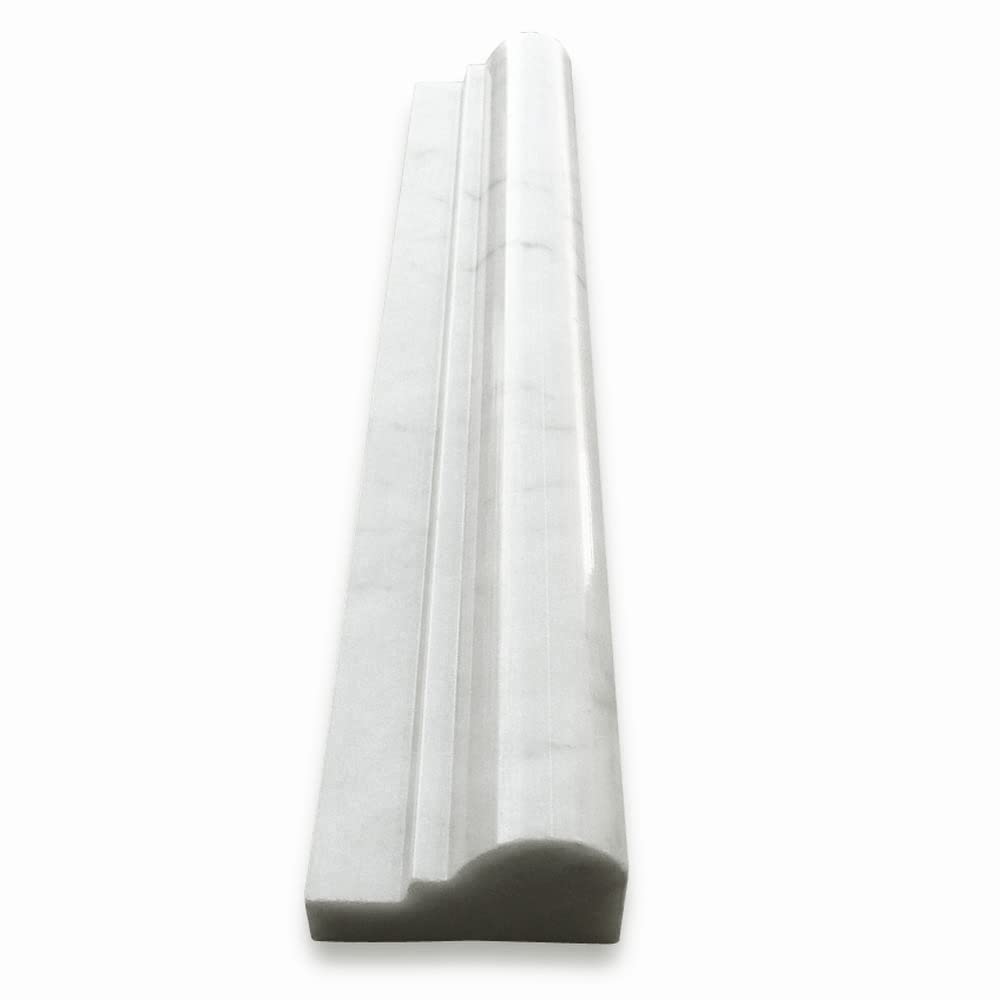 Carrara White Marble 2x12 Chair Rail Bullnose Trim Molding Polished Kitchen Bath Wall Floor Backsplash Shower (1