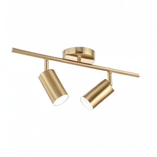 Lighting Modern 2-Light Gold Track Lighting Fixture Flush Mount Brushed Brass Track Lights Kit Mid Century Industrial