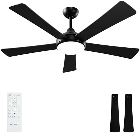 62" Ceiling Fan with LED Light and Remote - Brown and Black
