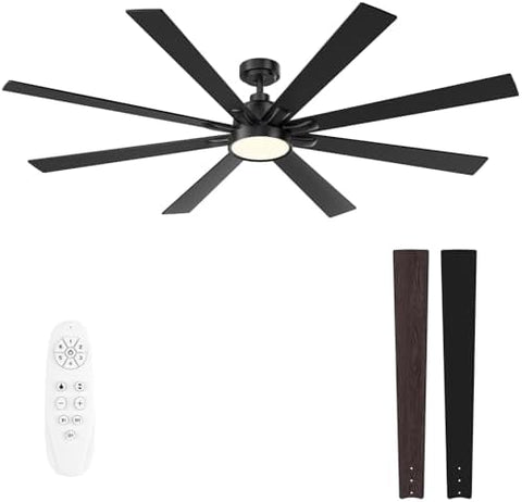 62" Ceiling Fan with LED Light and Remote - Black and Brown