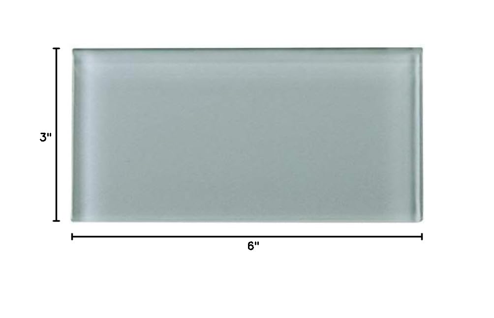 Bluish Gray 3x6 Glass Subway Wall Tile Backsplash, Bathroom, Shower, Accent Walls & Pool (Box of 40 Tiles, Covers 5