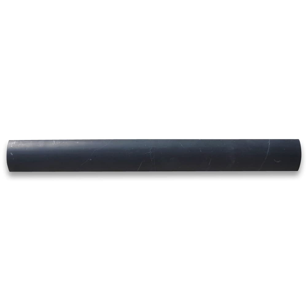 Nero Marquina Black Marble 1x12 Quarter Round Covering Edge Pencil Liner Trim Molding Honed Kitchen Bath Wall Floor