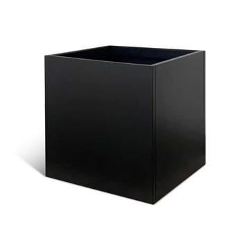 Galvanized Steel Planter Box 26 Inch H, Black Square Metal Planters