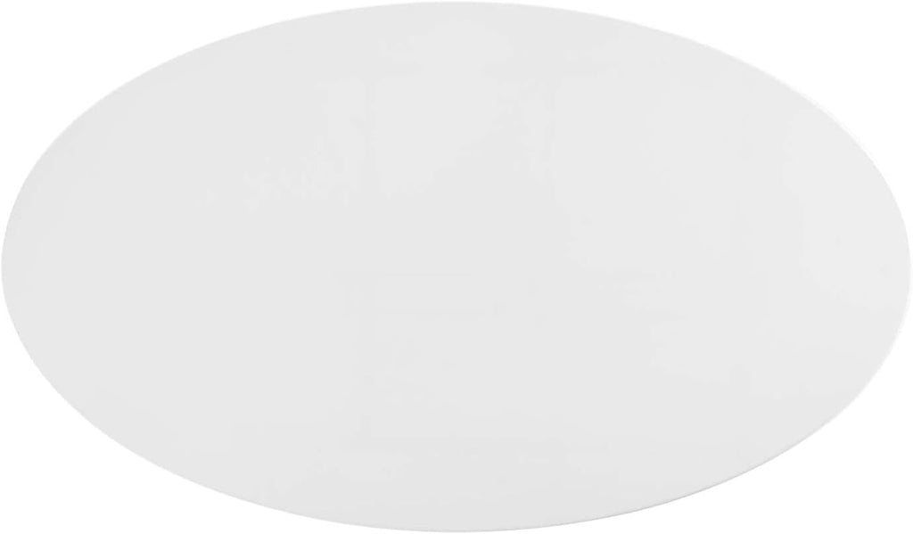 Inspired Tulip Style Oval Pedestal Dining Table — Gold Base / White Top, 48″ Oval
