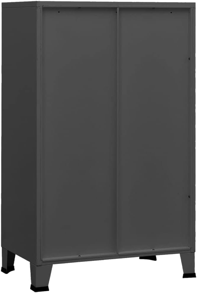 Industrial Storage Cabinet with 2 Doors, Metal Accent Storage Chest Bedroom, Anthracite Grey Organizer Console Table