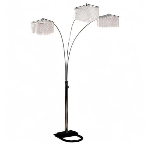 6932 3 Light Crystal Inspirational Arch Floor Lamp, 97" x 17.5" x 19", Silver