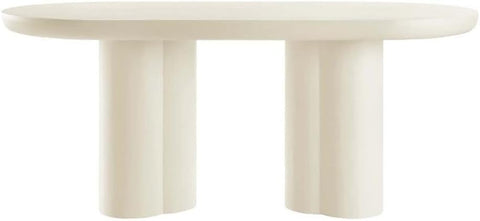 EEI-6764-WHI Caspian 72" Oval Concrete Dining Table, White
