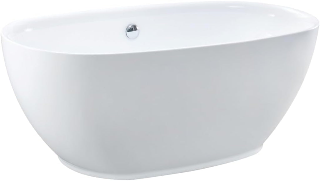 59 in. Aqua Eden Acrylic Oval Freestanding Tub with Center Drain White