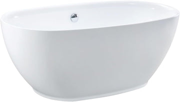 59 in. Aqua Eden Acrylic Oval Freestanding Tub with Center Drain White