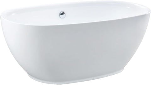 59 in. Aqua Eden Acrylic Oval Freestanding Tub with Center Drain White