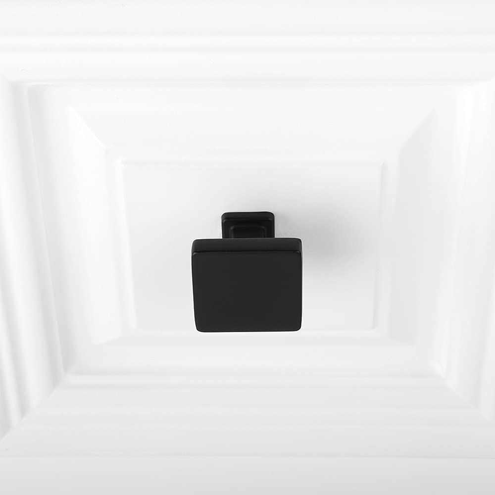 10 Pack Matte Black Cabinet Knobs, Square Single Hole Pulls K08