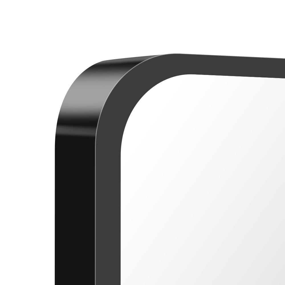 60x36 inch Large Bathroom Mirror,Black Rectangle Mirror,Wall Mounted Bathroom Frame Vanity Mirror with Round Corner