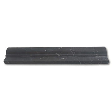 Nero Marquina Black Marble 2x12 Chair Rail Bullnose Trim Molding Polished Kitchen Bath Wall Floor Backsplash Shower