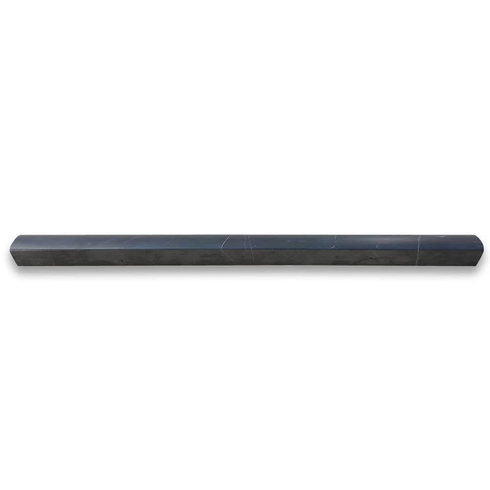 Nero Marquina Black Marble 1x12 Quarter Round Covering Edge Pencil Liner Trim Molding Honed Kitchen Bath Wall Floor