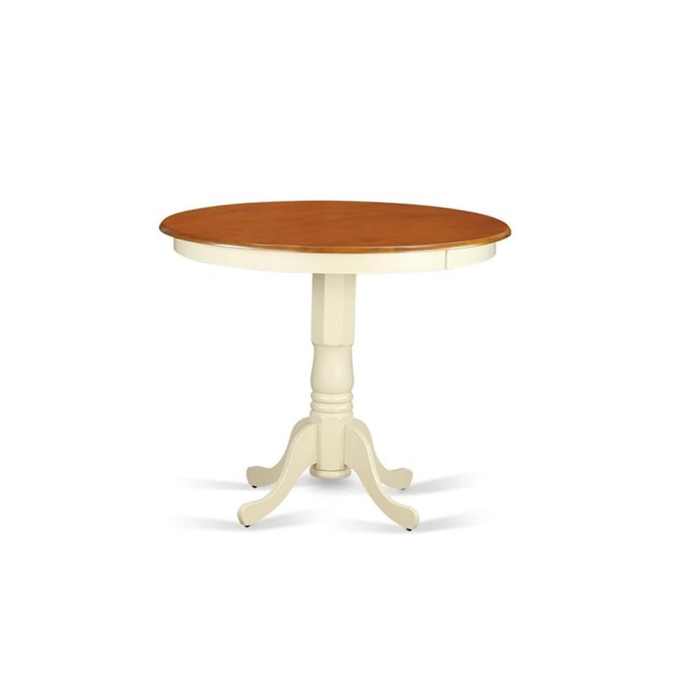 5 Piece Kitchen Counter Height Dining Table Set Includes a Round Wooden Table with Pedestal and 4 Dining