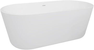 Oval Freestanding Acrylic Bathtub, Insulated High-Gloss White Finish, Multi-Layered Construction for Superior Heat