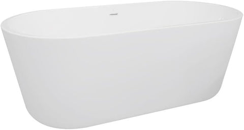 Oval Freestanding Acrylic Bathtub, Insulated High-Gloss White Finish, Multi-Layered Construction for Superior Heat