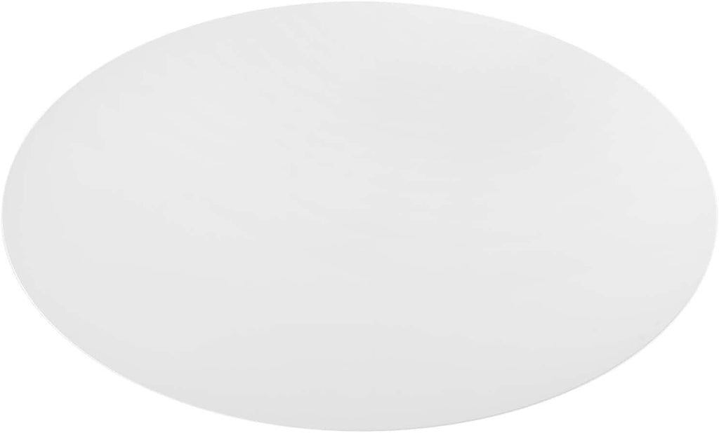 Inspired Tulip Style Oval Pedestal Dining Table — Black Base / White Top, 78″ Oval