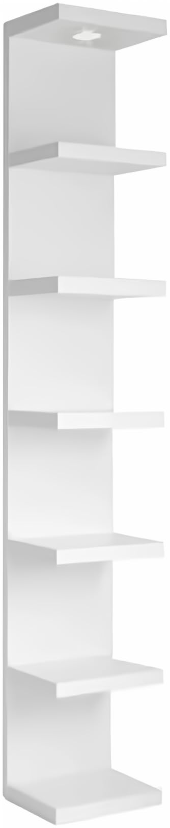 Versatile 7 Tier Wall Shelf Unit, White Lack Wall Shelf, Display Floating Shelf with LED Remote Control Light