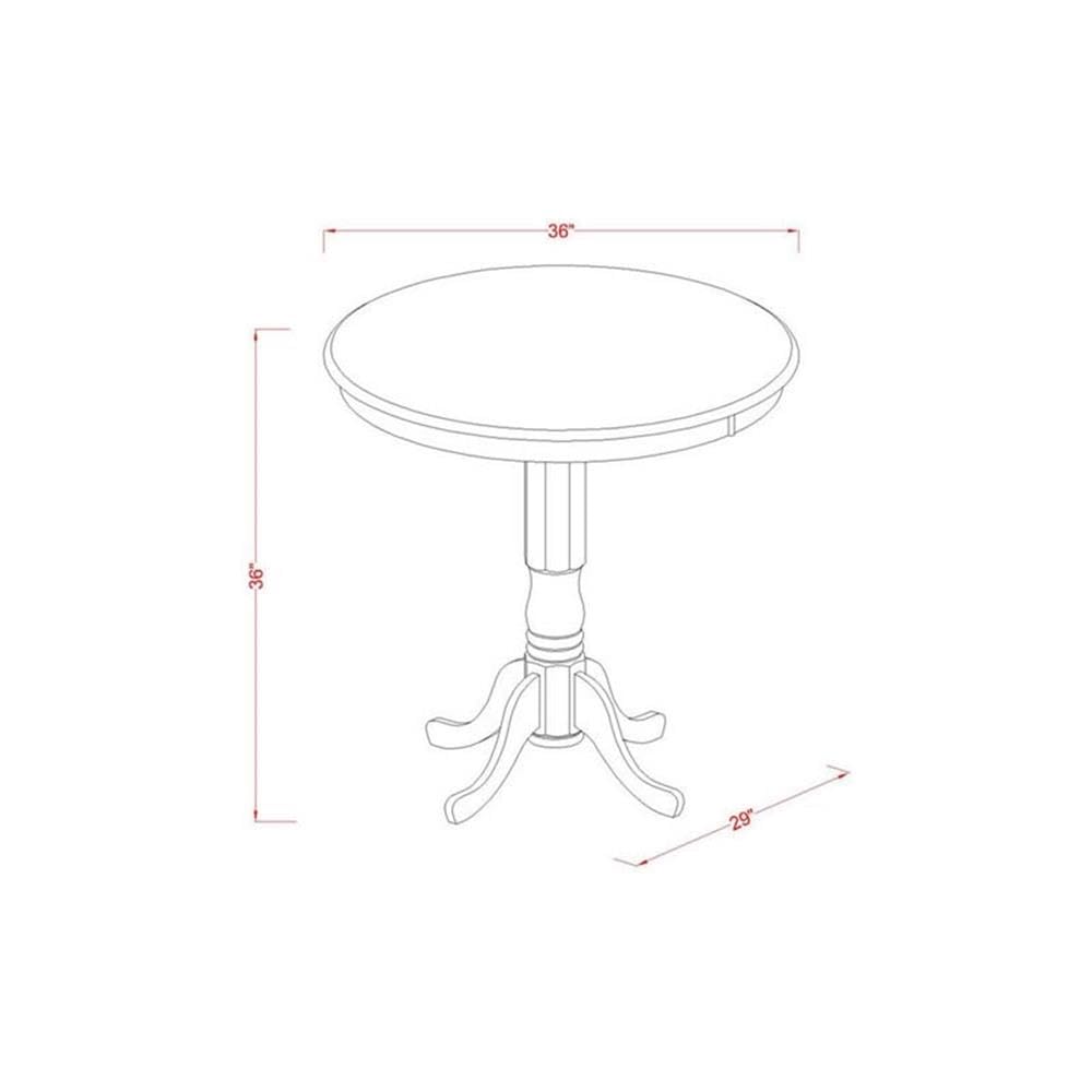 5 Piece Kitchen Counter Height Dining Table Set Includes a Round Wooden Table with Pedestal and 4 Dining