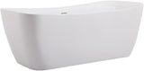 Indoor Modern 67 inch Soaking Bathtub in Glossy white - 67x30.7x25.5
