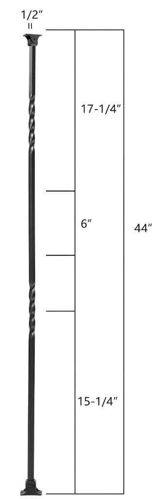 16-Pack Iron Balusters for Stairs, 1/2"x44" Hollow Double Twist and Single Basket Metal Stair Spindles, Satin Black