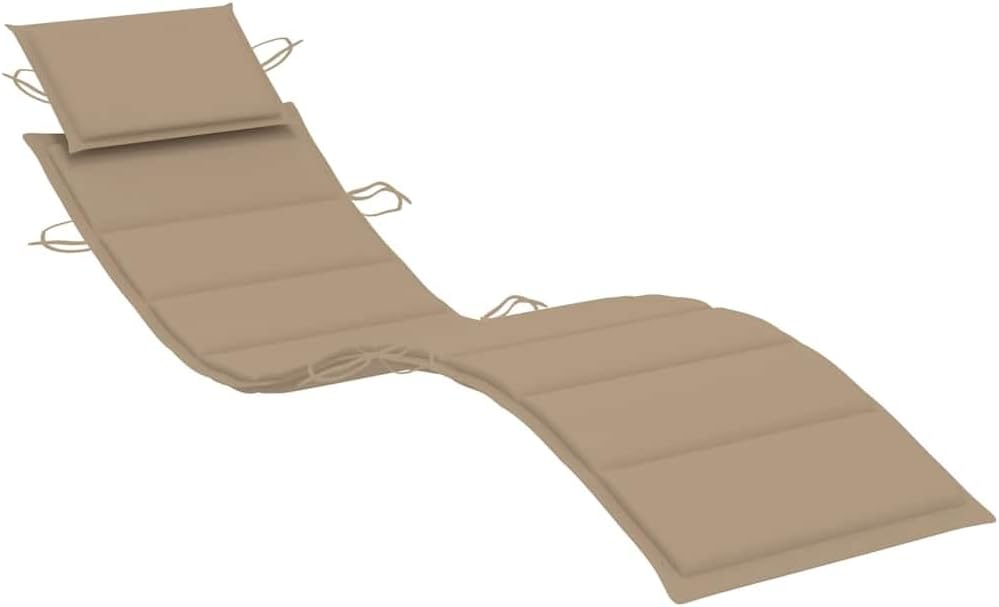 Sun Lounger Beige with Natural Fine Sanded Teak Hardwood and 100% Polyester Cushion, 4-Piece Outdoor Furniture Set