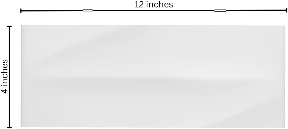 4x12 White 3D Subway Ceramic Wall Tile with Glossy Finish Backsplash, Bathroom Shower, and Accent Walls - 30 per Box