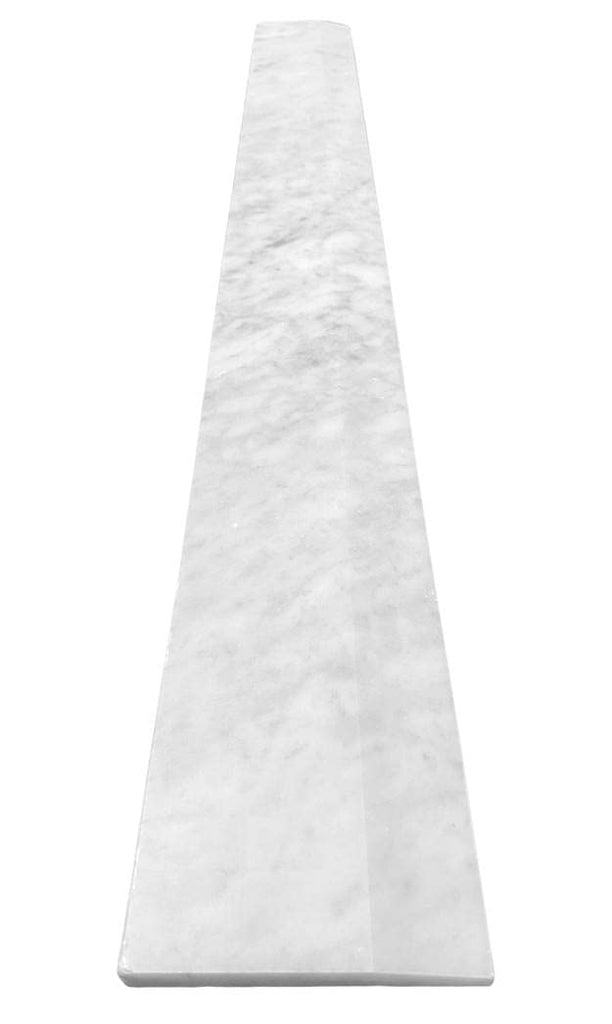 Italian Carrara White Bianco Greyish Marble One High Beveled Single Hollywood Doorway Floor Transition Threshold Tile