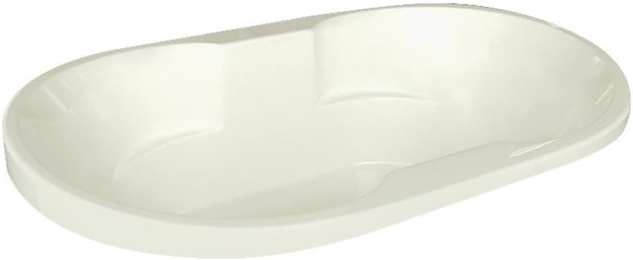 66x42 Oval Acrylic Drop-In Bathtub, Biscuit Finish, Contoured Design with Molded Armrests, High-Gloss