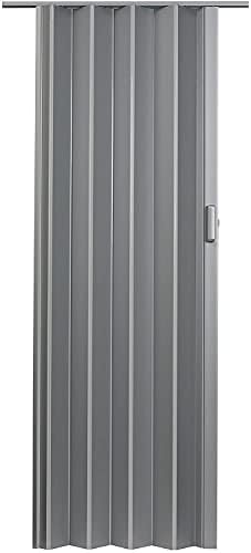 DESIGN4880S Elite Interior Accordion Folding Door, 48" x 80", Satin Silver