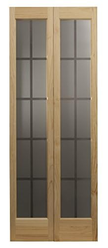 Mission Glass Bifold Interior Solid Wood Door, 36" x 80", Unfinished Pine