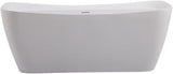 Indoor Modern 67 inch Soaking Bathtub in Glossy white - 67x30.7x25.5