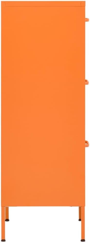 3-Drawer Metal Storage Cabinet, Modern Orange Accent Chest with Smooth Ball-Bearing Slides, Sturdy Steel Organizer