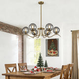 33.85 In. 6-Light Sputnik Sphere Modern Glass Bubble Chandelier With Round Glass Shades For Dining Living Room
