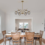 33.85 In. 6-Light Sputnik Sphere Modern Glass Bubble Chandelier With Round Glass Shades For Dining Living Room