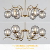33.85 In. 6-Light Sputnik Sphere Modern Glass Bubble Chandelier With Round Glass Shades For Dining Living Room