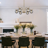 33.85 In. 6-Light Sputnik Sphere Modern Glass Bubble Chandelier With Round Glass Shades For Dining Living Room
