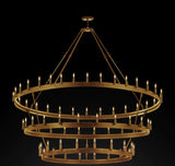 Wrought Iron Vintage Barn Metal Castile Three Tier Chandelier Chandeliers Industrial Loft Rustic Lighting W 63" H 75" - A113-CG/3428/30+24+18