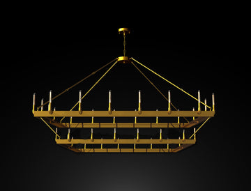 Inspired Camino Style Chandelier - Wrought Iron Vintage Barn Metal Castile Two Tier Chandelier Chandeliers Industrial Loft Rustic Lighting W 38" H 50" - G7-CG/3429/36