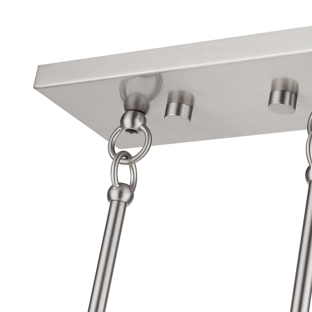 3 Light Bronze Medium Linear Chandelier With Hand Crafted Off-White Hardback Shades